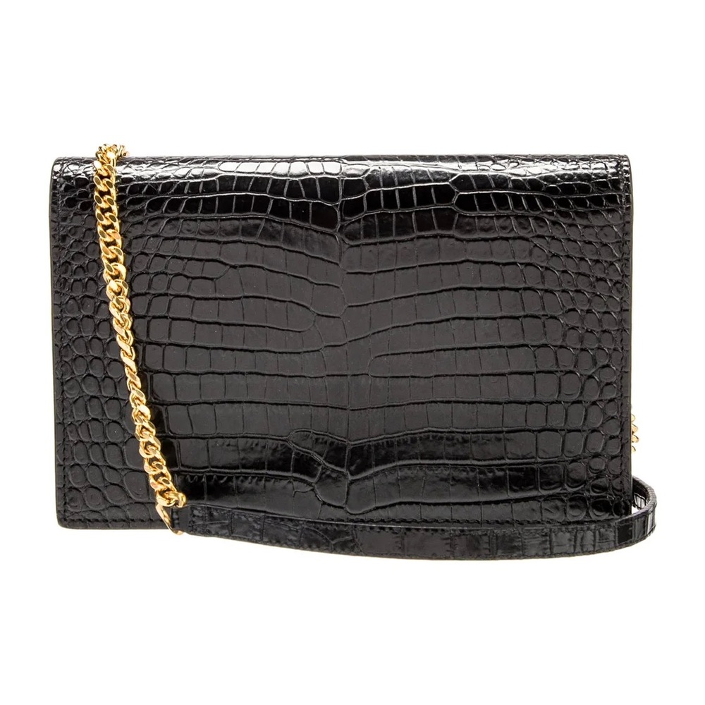 ❌SOLD❌YVES SAINT LAURENT KATE TASSEL CROC WALLET ON CHAIN - Picture 3 of 16